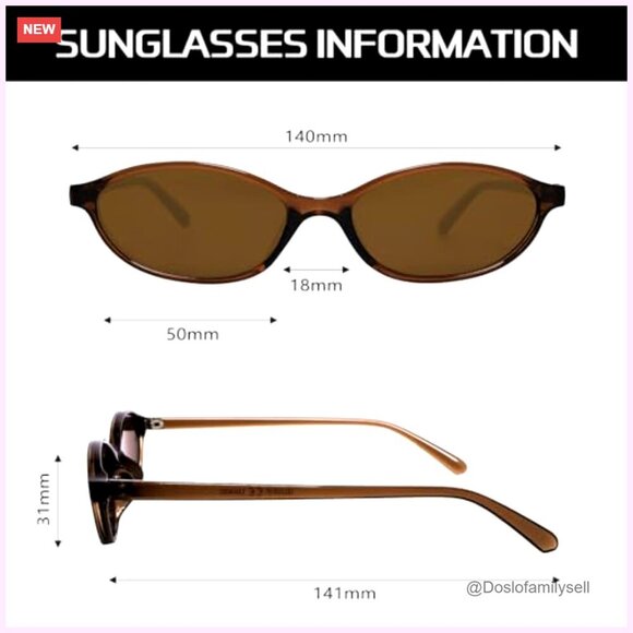 Retro Oval Sunglasses Lightweight Narrow Frame UV Protection Sunnies main image 7